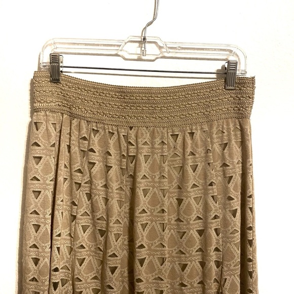 Lapis Long Tan Maxi Skirt Triangular Boho Pattern With Elastic Waistband… - Picture 3 of 4